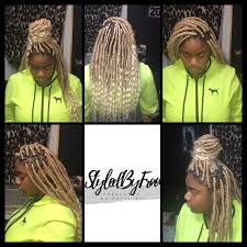 Here are exclusive faux extensions for women faux locs are great saviors for women who like volume but whose hair is not strong and thick enough to since locs can stay attached for weeks, a salon visit won't take a toll on your wallet. Fauxlocs Goddesslocs Locs Blonde Hair Blackhairstyles Blackhair Styledbyfran On Ig Westchester And Br Freelance Hairstylist Hair Stylist Goddess Locs
