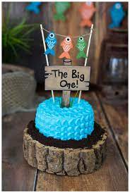 Fish birthday cake for boy. Jake S First Birthday Photos Cake Smash Drayton Valley Photographer First Birthdays Fishing Birthday Party First Birthday Parties