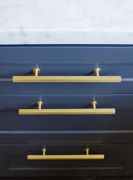 Top Hardware Styles To Pair With Your Shaker Cabinets Blue Kitchen Cabinets Gold Kitchen Hardware Gold Kitchen