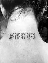 40 Coordinates Tattoo Ideas To Mark A Memory On Your Body Bored Art Wisconsin Tattoos Coordinates Tattoo Neck Tattoo