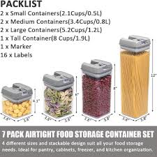 Airtight food storage containers, vtopmart 7 pieces bpa free plastic cereal containers with easy lock lids, for kitchen pantry organization and storage, include 24 labels 4.6 out of 5 stars 19,474 $27.99 $ 27. Buy Airtight Food Storage Containers With Lids 7 Pcs Bpa Free Plastic Cereal Containers Easy Lock For Flour Pasta Spaghetti Kitchen Pantry Organization Container Include Labels Marker Grey