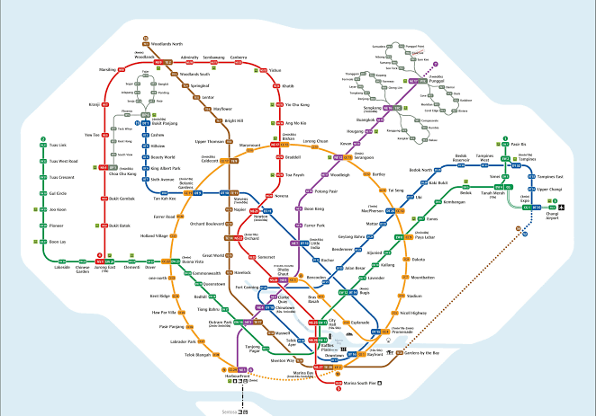 MRT map with transfer timing : r/singapore