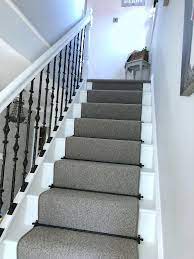 My New Staircase Grey Runner Carpet Black Stair Rods Gothic Inspired Spindles Painted In Farrow And Ball All Stair Runner Carpet Stair Runner Black Stairs