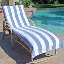 Bright Chaise Lounge Towel White Blue America Galindez Inc