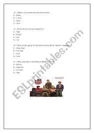 Short for situation comedy, this genre focused on a fixed set of characters to introduce different comedic situations in every episode. The Big Bang Theory Quiz Season 1 Ep 1 Esl Worksheet By Firefox2010