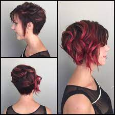 Concours Examen Brevet De Maitrise Coupe Asymetrique Couleur En Degrade De Rouge Violine Coiffure Couleur Teinture Cheveux Coiffure