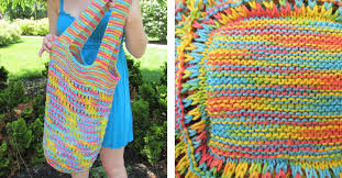 Try your hand at knitting! Double Handled Knitted Market Bag Free Knitting Pattern