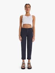 The Scrapper Cuff Ankle Fray The Devil May Care Faded Black Mother Denim