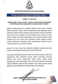 Jika anda, enggan ke mahkamah maka waran tangkap akan dikeluarkan. Polis Johor Kenyataan Media Ketua Polis Johor Facebook