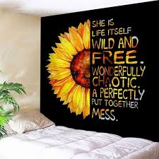 Here's how to plant these flowers and dry out sunflowers come in a wide assortment of sizes. Amazon Com 90x71 Extra Large Sunflower Wall Tapestry Natural Floral Print Oil Painting Artwork With Half Sunflower Half Motivational Words Tapestry Wall Hanging Home Decor For Living Room Bedroom Wall Blanket Home