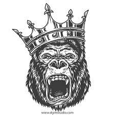 Can you get a gorilla on your arm? King Gorilla In The Crown Vector Illustration Vector Design Created With The Gorilla Creator Click To The Gorilla Tattoo Monkey Tattoos African Tattoo