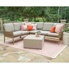 Leisure Made Riviera 5 Piece Wicker Outdoor Sectional With Sunbrella Cast Ash Cushions 139475 Cas The Home Depot In 2020 Wicker Outdoor Sectional Wicker Patio Sectional Patio Sectional