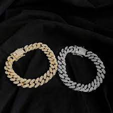 Bust Down Cuban Link Diamond Bracelet Iced Out Cz Crystals Etsy Mens Sterling Silver Jewelry Jewelry Trends Mens Rings Fashion