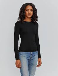 Calvin klein black women's long sleeve shirt top blouse 100% polyester xs. Tencel Fitted Long Sleeve T Shirt Ninety Percent