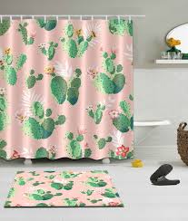 Waterproof Bathroom Decor Shower Curtain 12 Hooks Bath Mat Cactus Flower 1902 Unbranded Classic Bathroom Decor Bathroom Decor Luxury Plastic Shower Curtain