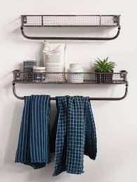 Art deco antique architectural salvage mantel. Metal Wall Shelf With Towel Bar Set Of 2 Metal Wall Shelves Farmhouse Towel Bars Wire Wall Shelf
