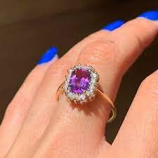 View our amethyst engagement rings, over 20 perfect amethyst engagement rings in white and yellow gold. Emerald Cut Amethyst Diamond Engagement Ring 14k Yellow Gold Ebay