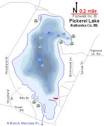 Pickerel Lake Map Kalkaska County Michigan Fishing Michigan