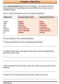 Esl Grammar Worksheets Irregular Adjectives Adjective Worksheet Comparative Adjectives Worksheet Adjectives