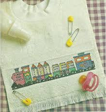 Baby Bib Hungry Baby Express Train Cross Stitch Pattern From A Magazine Border Ebay