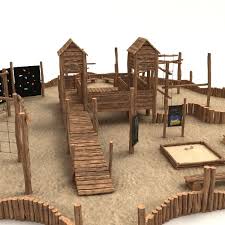 3d Model Wooden Playground Wooden Playground Playground Design Wood Playground
