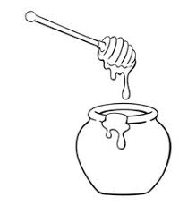 A vector illustration coloring page of a honey jar and sliced apple covered with honey and wooden stick on a. Black Line Honey Jar Vector Images Over 650
