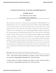 Pdf A Study On Financial Analysis And Performance Of Hdfc Bank