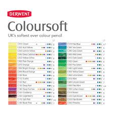 20 Timeless Derwent Coloursoft Pencils Colour Chart