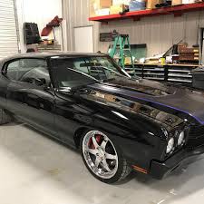 Black Matte Black 1970 Chevelle Ss 70 Chevelle Matte Black Stripe With Purple Pin Stripe 6 Spoke Wheels Chevelle 70 Chevelle Pro Touring