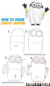 How To Draw Ghost Minions For Halloween And Trick Or Treating Drawing Tutorial How To Draw Step By Step Drawing Tutorials Step By Step Drawing Drawing Tutorial Minion Halloween