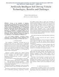 But this really is just a progression of automation, bit by bit by bit. Pdf 637artificially Intelligent Self Driving Vehicle Technologies Benefits And Challenges Pdf