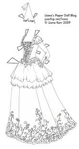 Black And White Princess Gown For Coloring Liana S Paper Dolls Paper Dolls Clothing Paper Dolls Paper Dolls Printable
