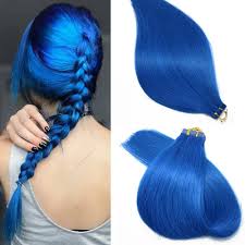 Buy clip in, tape in, ponytail when you buy clip in hair extensions from zala your purchase is risk free. Amazon Com Tape In Hair Extensions Blue 100 Remy Human Hair Extensions Silky Straight For Fashion Women 20 Pcs Package 18inch Blue 40g Beauty