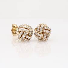 Love Knot Diamond Stud Earrings In 14k Yellow Gold 5 8 Ct Tw Blue Nile Earrings Diamond Studs Stud Earrings