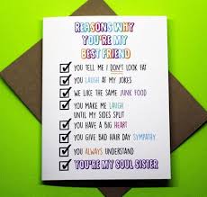 Reasons Why You Re My Best Friend Soul Sister Funny Cute Etsy In 2020 Birthday Cards For Friends Best Friend Birthday Cards Birthday Gifts For Best Friend