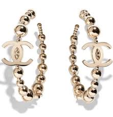 Chanel 2021 Gold Large Hoop Cc Logo Earrings All The Dresses