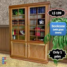Designed to last, this bookcase combines quality and attractiveness. Second Life Marketplace Bookcase With Glass Doors 1 Prim