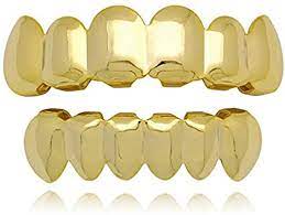 Cool gold grillz 24k plated teeth mouth grills bling hip hop jewellery 2 color # gold upper teeth. Amazon Com Fantastic Me 24k Gold Plated Hip Hop Punk Custom Fit Teeth Grillz Caps Top Bottom Grill Set Removable Gold Jewelry