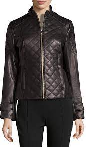 Via Spiga Quilted Trapunto Stitch Leather Jacket Black Shopstyle Stitching Leather Leather Jacket Jackets