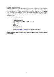 Curriculum vitae for francis khumbo mwale basic information family name : Vacancy Malawi University Of Science And Technology Facebook