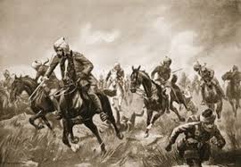 Sergeant Richard Wadeson, 75th Regiment, coming bravely to the rescue of Private Michael Farrell who was assailed by a number of rebel cavalry, Indian Mutiny, 18th July 1857, from a series entitled '