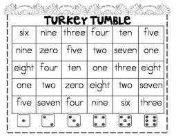 Zero One Two Three Four Five Six Seven Eight Nine Ten Thanksgiving Color Number Word Games Thanksgiving Color Word Games Number Words