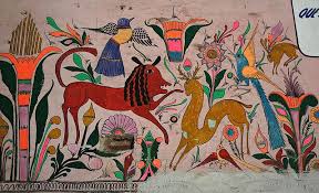 Lion Deer Bird Rabbit Antique Mexican Painting Birds And Animals Hotel Belmar Mazatlan Sinaloa Mexico Mexican Paintings Mexican Art Animal Mural