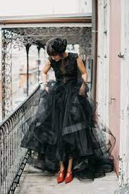 Victorian Inspired Gothic Elopement In New Orleans Chic Vintage Brides Non White Wedding Dresses Red Wedding Dresses Black Wedding Dress Gothic