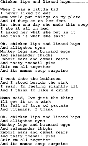 The monster under his bed is a dark secret that he has,a burden on his mind. Bruce Springsteen Song Chicken Lips And Lizard Hips Lyrics Poetry For Kids Campfire Song Lyrics Kids Songs