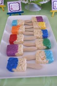 Happy Birthday Rice Krispie Treats Rice Krispy Paint Brushes Sweet Treat Ideas In 2019 Rice Krispies Treats Krispie Treats