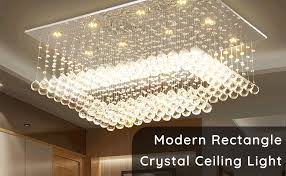 Soft and even illumination from an innovative design only made possible with the latest in led technology. Siljoy Modern Contemporary Crystal Rectangular Chandelier Flush Mount Ceiling Lighting Fixture For Living Room Height 14 X Length 36 X Width 24 Amazon Com