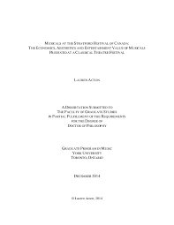 Pdf Musicals At The Stratford Festival Of Canada The Economics Aesthetics And Entertainment Value Of Musicals Produced At A Classical Theatre Festival Lauren Acton Academia Edu
