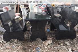 Bàn Ghế Đá Granite Đen | Ghế Đá Trường An