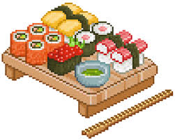 Freetoedit Sushi Pixel Food Cute Tumblr Png Yellow Red Orange Pink Remixit Pixel Art Food Pixel Art Pixel Animation